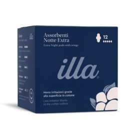 Illa Care Βαμβακερές Σερβιέτες Νύχτας Extra με Φτερά 12τμχ