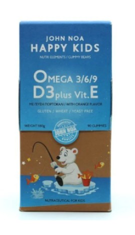 John Noa Happy Kids Omega 3/6/9 D3 Plus Vit. E 90 Gummies 180gr