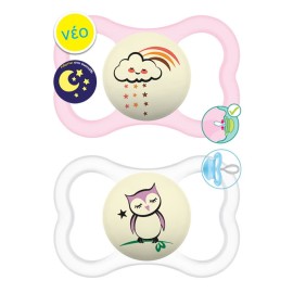 Mam Πιπίλα Supreme Night Σιλικόνης 6-16m Ροζ & Άσπρο 2τμχ