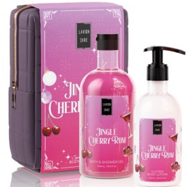 Lavish Care XMAS Promo Jingle Cherry Rum Aφρόλουτρο, 500ml, Glitter Γαλάκτωμα Σώματος, 300ml & Δώρο Νεσεσέρ, 1τεμ, 1σετ
