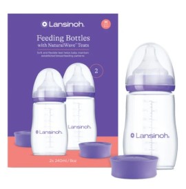 Lansinoh Πλαστικό Μπιμπερό Θηλασμού με Θηλή NaturalWave, 2x240ml