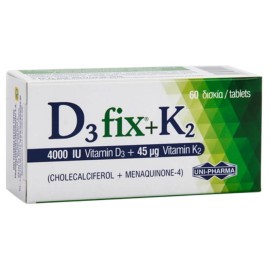 Uni-Pharma Βιταμίνη D3 Fix 4000iu + K2 45mg 60 ταμπλέτες