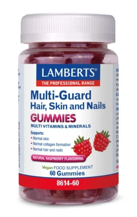 Lamberts Multi Guard Hair, Skin and Nails Gummies με Φυσική Γεύση Σμέουρο 60 Gummies