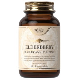 Sky Premium Life Elderberry B Glucans Vitamin C & Zinc Συμπλήρωμα Διατροφής με Εκχύλισμα Σαμπούκο για το Ανοσοποιητικό, 60 ταμπλέτες