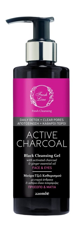 Fresh Line Active Charcoal Μαύρο Τζελ Καθαρισμού Ενεργός Άνθρακας, 220ml