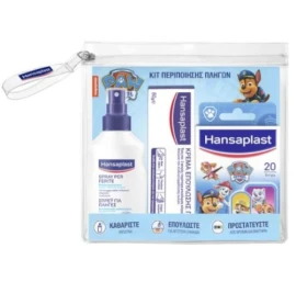 Hansaplast Παιδικό Kit Περιποίησης Πληγών Paw Patrol με Σπρέι Καθαρισμού Πληγών, 1τεμ, Κρέμα Επούλωσης Πληγών 50g, Αυτοκόλλητα Επιθέματα Paw Patrol, 20τεμ & Δώρο Νεσεσέρ, 1τεμ, 1σετ
