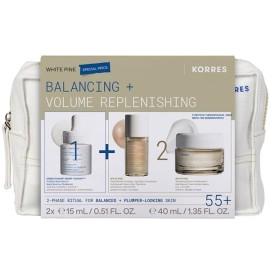 Korres Promo Pack με Smart Yoghurt Super Serum με Προβιοτικά, 15ml, White Pine Deep Wrinkle Plumping & Age Spot Ορός Αναπλήρωσης Όγκου, 15ml, Volumizing Serum-in-Moisturizer Κρέμα Ημέρας για Κανονικές/Μικτές Επιδερμίδες, 40ml & Δώρο Νεσεσέρ, 1τεμ, 1σετ