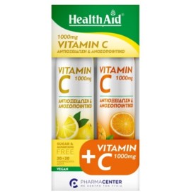 Health Aid Vitamin C 1000mg Λεμόνι 20 αναβράζουσες ταμπλέτες + Vitamin C 1000mg Πορτοκάλι 20 αναβράζουσες ταμπλέτες