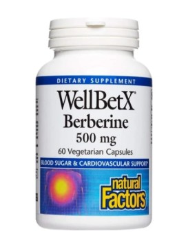 Natural Factors WellBetX Berberine 500mg για Ρύθμιση του Σακχάρου & της Χοληστερόλης 60 Φυτικές Κάψουλες