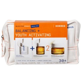 Korres Promo Pack με Smart Yoghurt Super Serum με Προβιοτικά, 15ml, Black Pine Primus 6xHA Wrinkle Smoothing Youth Activator Booster Ορός Ενεργοποίησης Νεότητας, 15ml, Wrinkle Defying Day Cream Κρέμα Νεότητας Ημέρας, 40ml & Δώρο Νεσεσέρ, 1τεμ, 1σετ