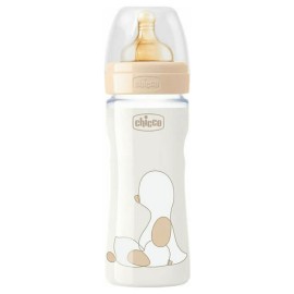 Chicco Original Touch Γυάλινο Μπιμπερό Θηλή Καουτσούκ Slow 0m+ 240ml