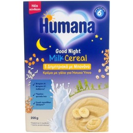 Humana Κρέμα για Γλυκό Ύπνο με Δημητριακά Ολικής Άλεσης & Μπανάνα 6m+, 200gr