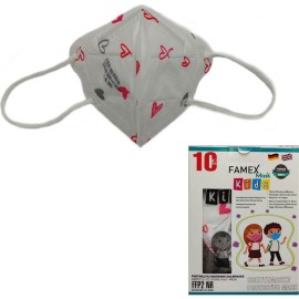Famex Παιδική Μάσκα Προστασίας KN95 - FFP2 Kids Emoticons 4-12ετών Άσπρη με Καρδούλες 1τμχ