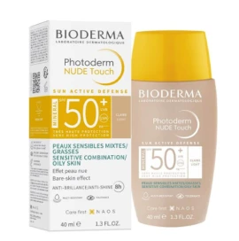 Bioderma Photoderm Nude Touch SPF 50+ Light Λεπτόρρευστο Αντηλιακό με Ελαφριά Κάλυψη και Ματ Αποτέλεσμα για Μεικτό προς Λιπαρό Δέρμα, 40ml
