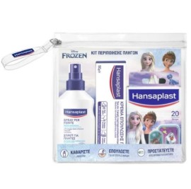 Hansaplast Παιδικό Kit Περιποίησης Πληγών Frozen με Σπρέι Καθαρισμού Πληγών, 1τεμ, Κρέμα Επούλωσης Πληγών 50g, Αυτοκόλλητα Επιθέματα Frozen, 20τεμ & Δώρο Νεσεσέρ, 1τεμ, 1σετ