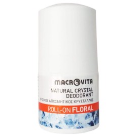 Macrovita Natural Crystal Deodorant Φυσικός Αποσμητικός Κρύσταλλος Roll On Floral 50ml