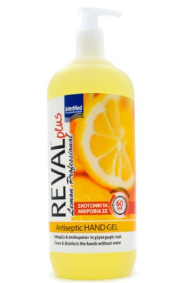 Intermed Reval Plus Professional Antiseptic Hand Gel Lemon Αντισηπτικό Gel Χεριών με Άρωμα Λεμόνι 1lt