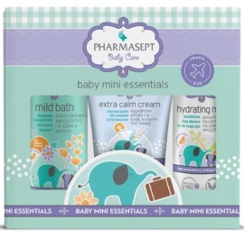 Pharmasept Baby Care Mini Essentials Σετ Περιποίησης Βρέφους με Baby Care Mild Bath Απαλό Βρεφικό Αφρόλουτρο για Σώμα & Μαλλιά, 100ml, Extra Calm Cream Αδιάβροχη Κρέμα Αλλαγής Πάνας, 40ml & Hydrating Milk Ενυδατικό Γαλάκτωμα για Σώμα & Πρόσωπο, 40ml, 1σετ