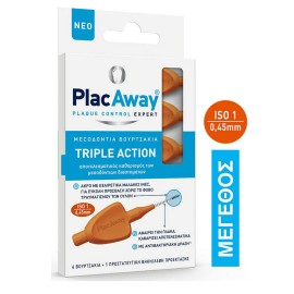 Plac Away Triple Action Μεσοδόντια Βουρτσάκια 0.45mm-ISO1 6τμχ