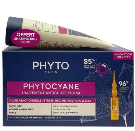 Phyto Phytocyane Promo Reactional Hair Loss Treatment for Women, 12amps x 5ml & Free Shampoo, 100ml, 1set