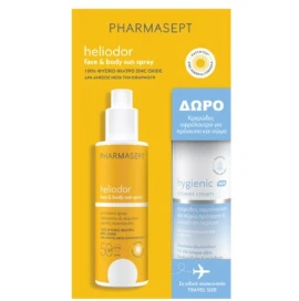 Pharmasept Heliodor Promo με Heliodor Face & Body Sun Spray SPF 50 Αντηλιακό Spray Προσώπου & Σώματος, 165g & Hygienic Shower Cream Κρεμώδες Αφρόλουτρο, 100ml, 1σετ
