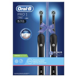 Oral B Pro 1 790 Black Edition Cross Action Επαναφορτιζόμενη Ηλεκτρική Οδοντόβουρτσα Διπλή Συσκευασία 1+1 ΔΩΡΟ