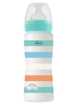 Chicco μπιμπερό πλαστικό well being 330ml green boy 4+ μηνών