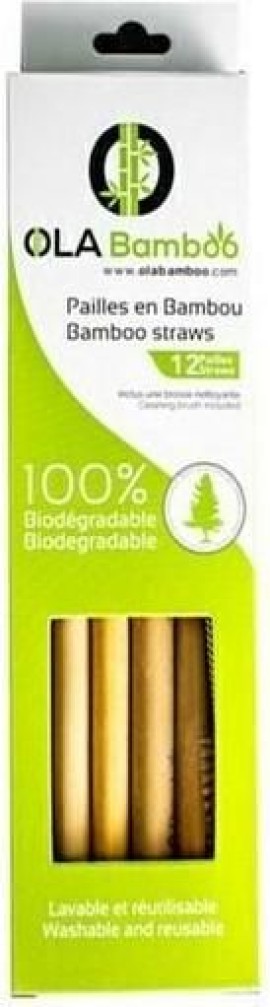 OLA Bamboo Καλαμάκια από Μπαμπού 12 τεμάχια