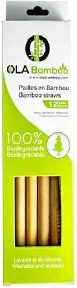 OLA Bamboo Καλαμάκια από Μπαμπού 12 τεμάχια