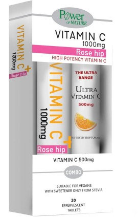 Power of Nature Πακέτο Προσφοράς Vitamin C & Rose Hip 1000mg, 20 Effer.tabs & Ultra Vitamin C 500mg, 20 Effer.tabs