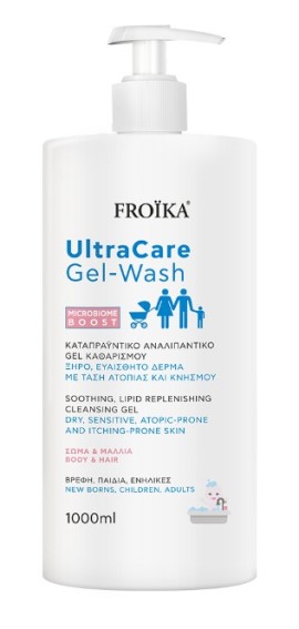 Froika UltraCare Gel Wash Καταπραϋντικό Gel Καθαρισμού για Ξηρό, Ευαίσθητο Δέρμα για Σώμα,  Μαλλιά, 1000ml