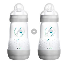MAM Easy Start Anti-Colic Μπιμπερό Γκρι 2+μηνών 260ml 1+1
