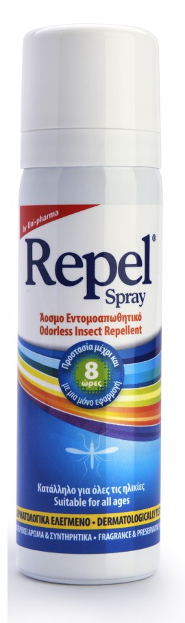 Uni Pharma Repel Spray Άοσμο Εντομοαπωθητικό Με Υαλουρονικό 50ml