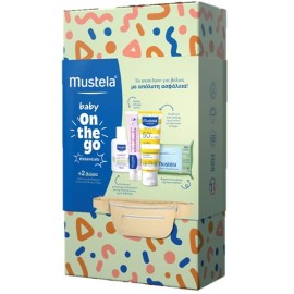 Mustela Promo Baby On the Go Essentials Home Compostable Cleansing Wipes, 60τεμ & Vitamin Barrier Κρέμα Αλλαγής Πάνας, 50ml & Sun Lotion SPF50+, 40ml & Δώρο Liniment Diaper Change Cleanser, 50ml, & Δώρο Τσαντάκι Μέσης & Ώμου, 1τεμ, 1σετ