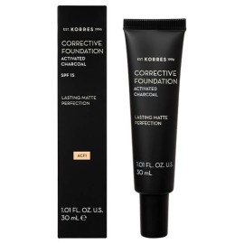 Korres Corrective Foundation Activated Charcoal ACF1 Διορθωτικό make-up για Ατέλειες 30ml