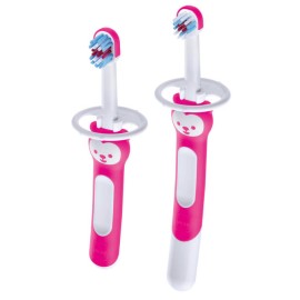 MAM Learn to Brush Σετ Οδοντόβουρτσες 5+ μηνών Ροζ