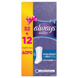 Always Dailies Extra Protect Long Plus Σερβιετάκια 32τμχ & ΔΩΡΟ 12τμχ