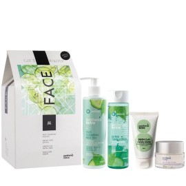 Medisei Panthenol Extra Gift Away Face Cleansing Milk 3in1 250ml, Detox Tonic Lotion 200ml, Green Clay Facial Mask 75ml & Face & Eye Cream 50ml