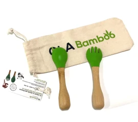 Ola Bamboo Fork & Spoon Σετ Πιρούνι & Κουτάλι από Φυσικό Μπαμπού, 1σετ